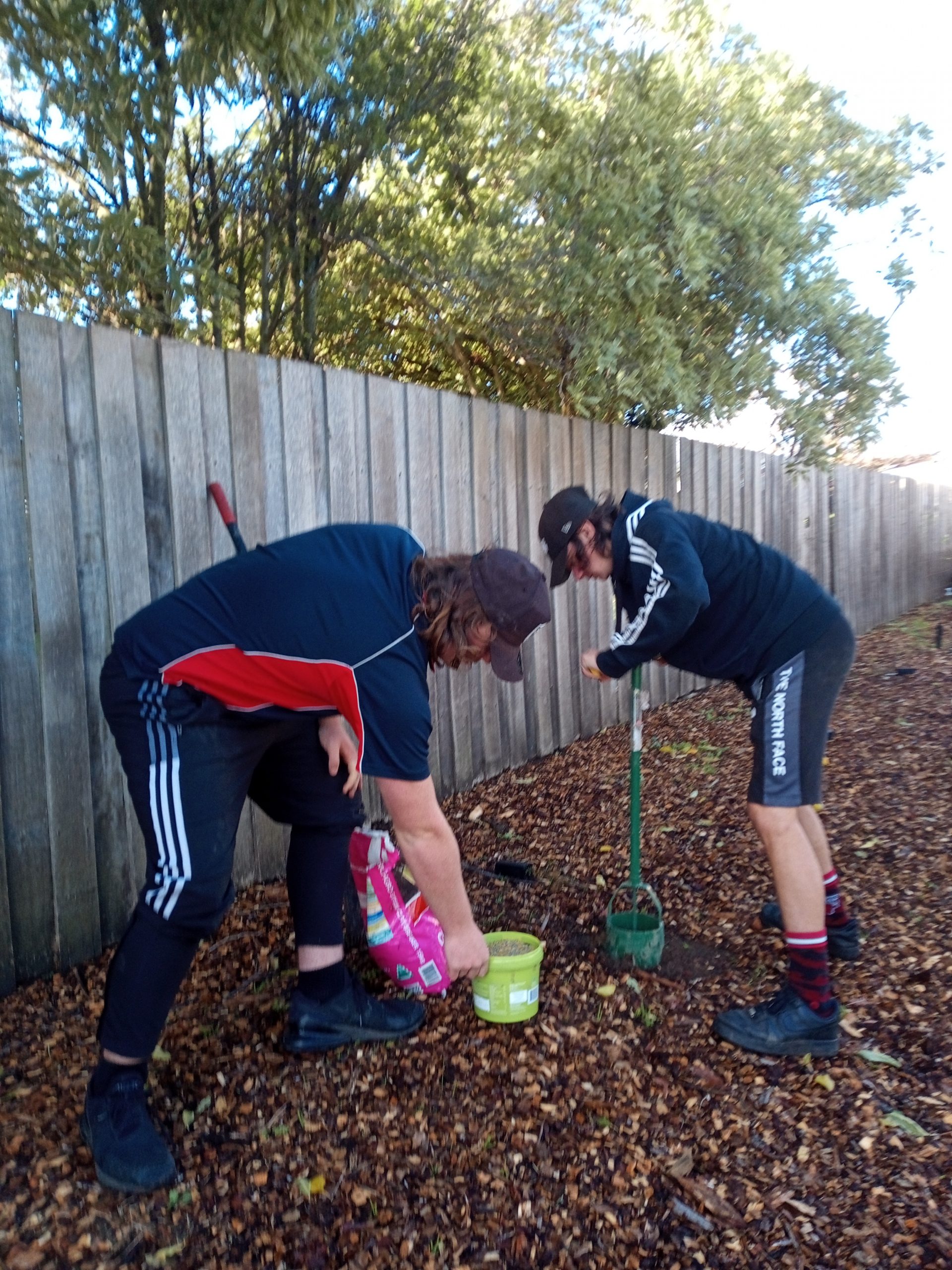 2 boys planting trees